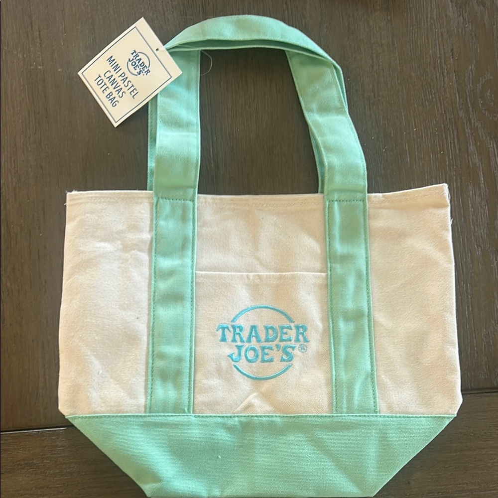 Green and Cream Canvas Tote Bag